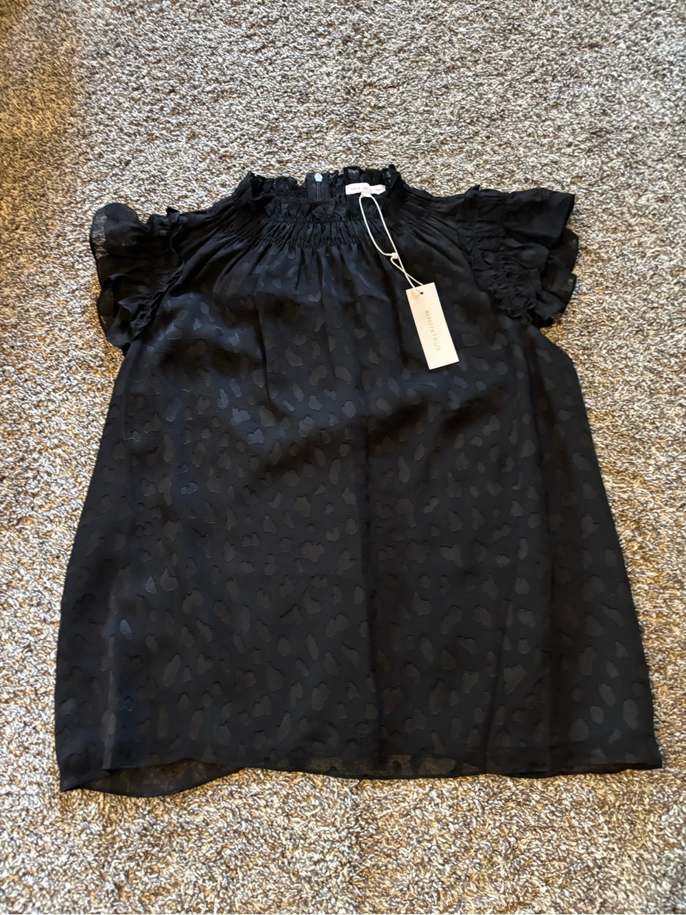 Rebecca Taylor Black Ruffle-Sleeve Girls' Dress